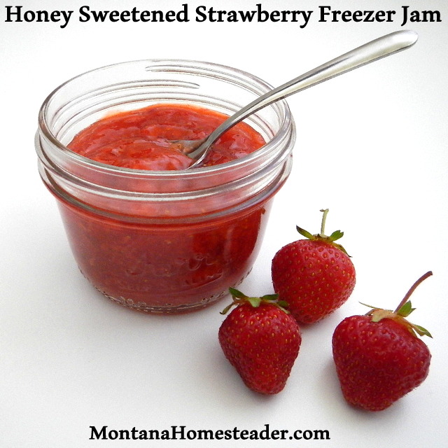 How to make Honey Sweetened No Cook Strawberry Freezer Jam