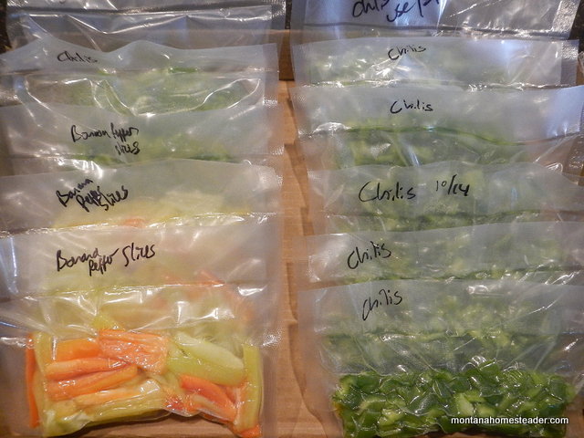 Using a vacuum sealer to preserve peppers in the freezer | Montana Homesteader