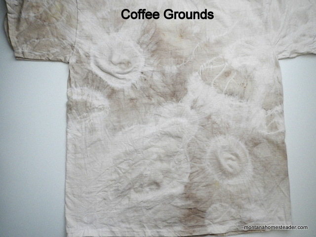 using coffee grounds to make a homemade organic natural dye to tie dye a t shirt | Montana Homesteader