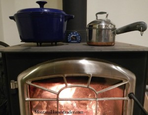 Baking and Cooking a chicken dinner on a wood stove | Montana Homesteader