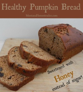 Healthy pumpkin bread recipe sweetened with honey instead of sugar | Montana Homesteader