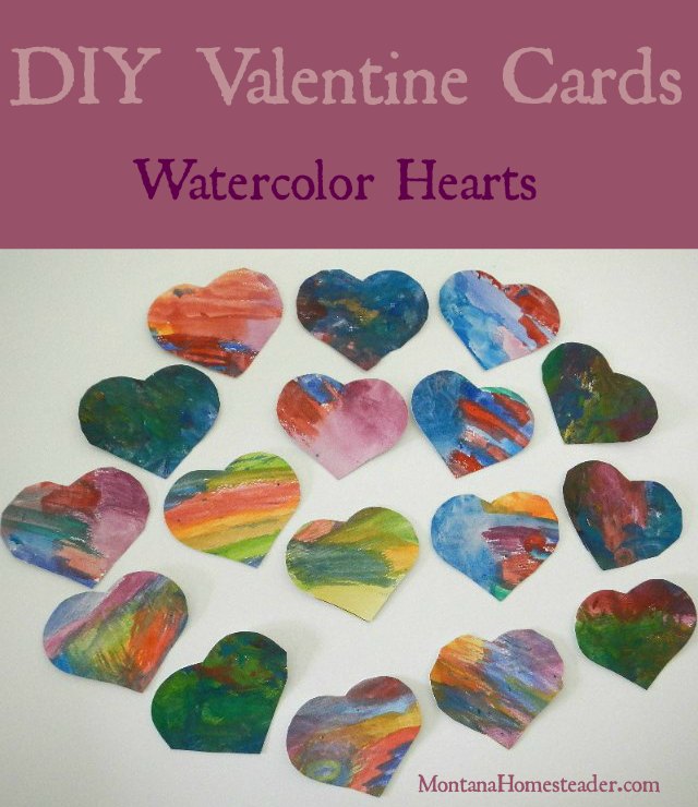 DIY Valentine cards an easy project to make beautiful watercolor hearts | Montana Homesteader