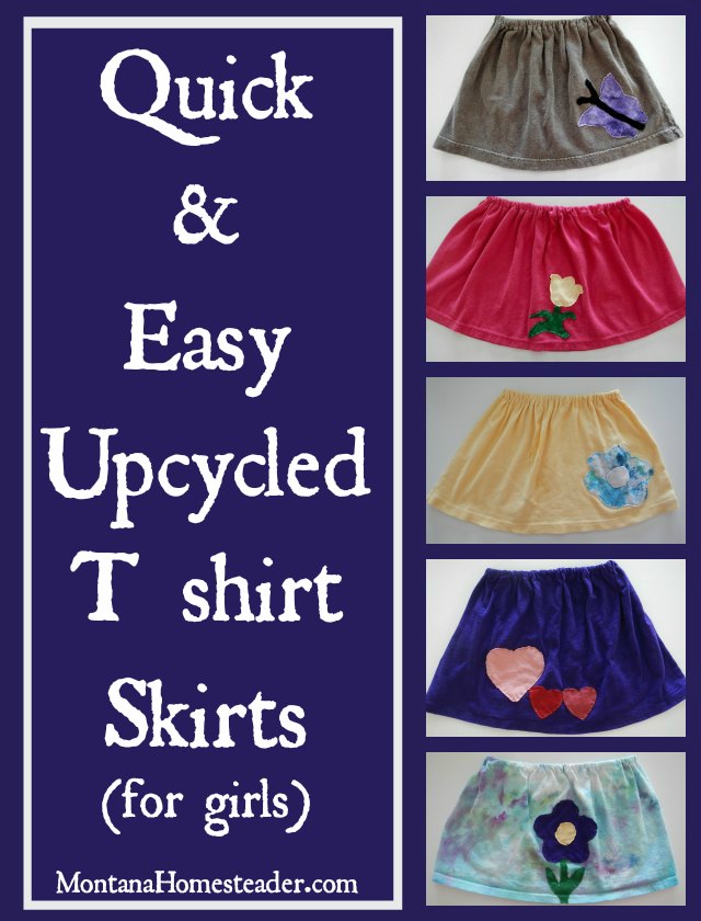 How to make an upcycled tshirt skirt tskirt for girls | Montana Homesteader
