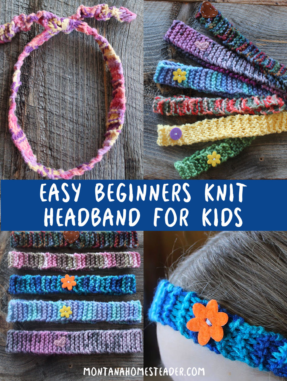Learn how to knit a simple easy beginners knitting headband for kids with fun variations