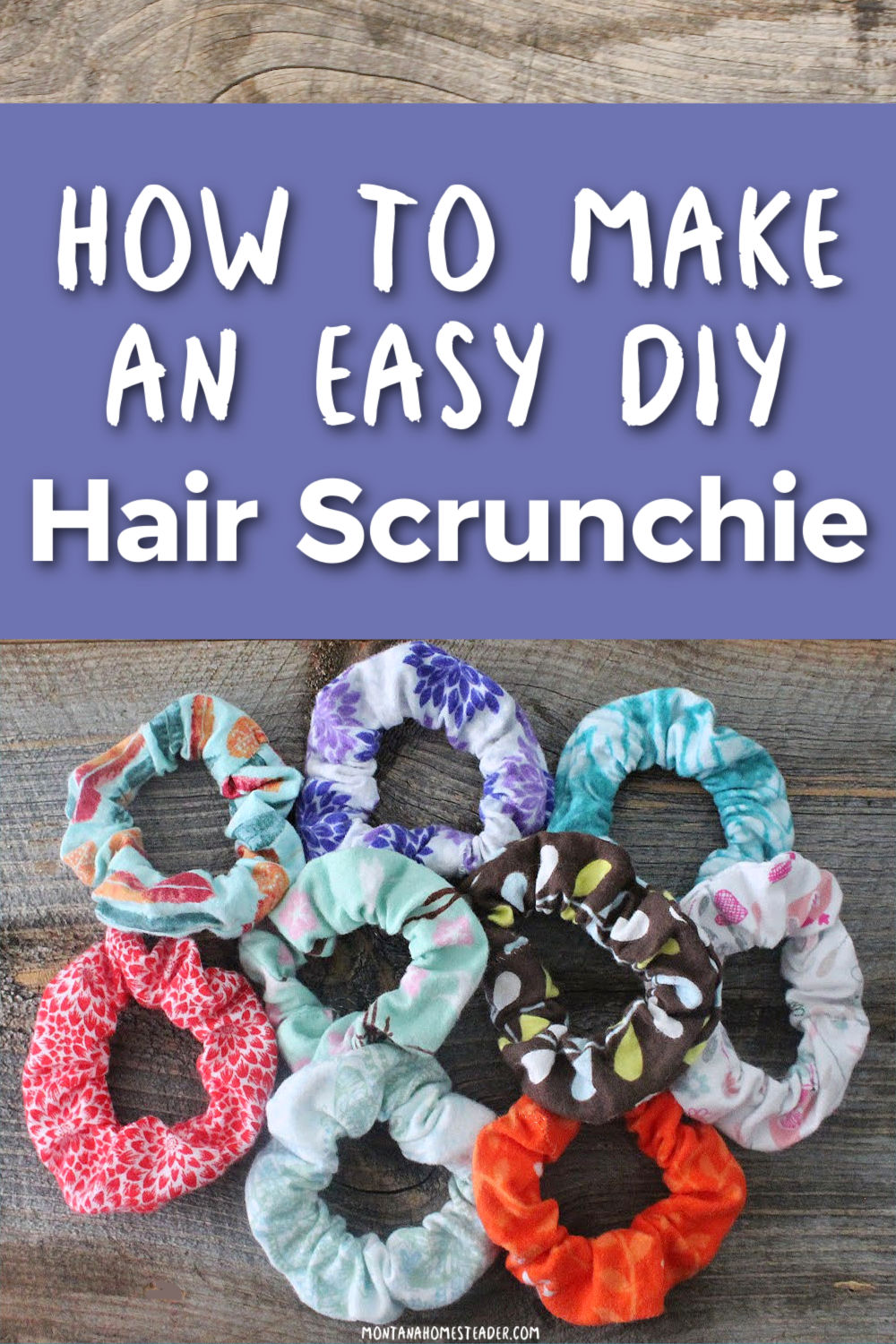 How to make an easy DIY hair scrunchie using fabric scraps simple sewing picture of variety of colors and prints to match your clothes handmade accessory