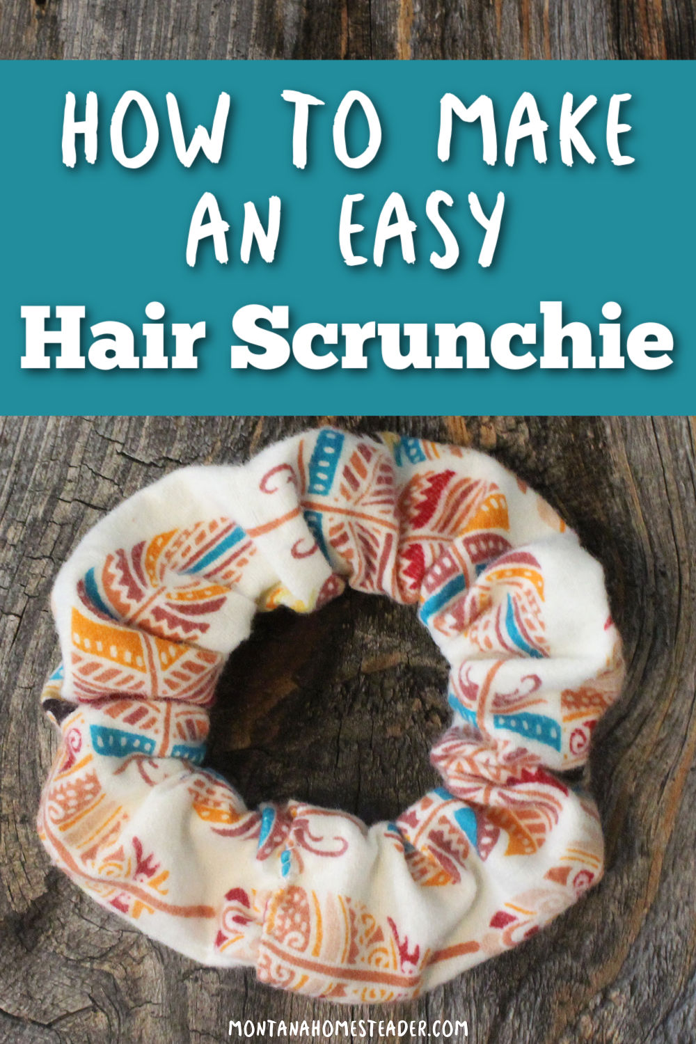 How to make an easy DIY hair scrunchie with step by step directions and pictures to illustrate the instructions to sew a srunchie