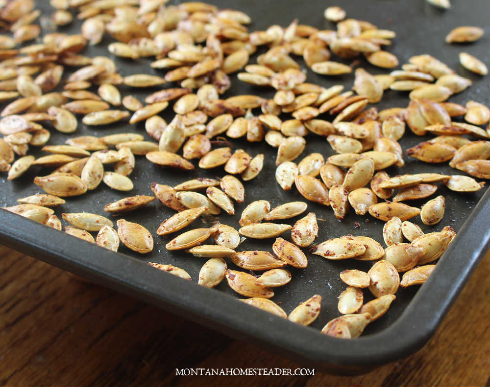 How to roast pumpkin seeds spicy pumpkin seeds salted pumpkin seeds variations baking sheet covered in roasted pumpkin seeds